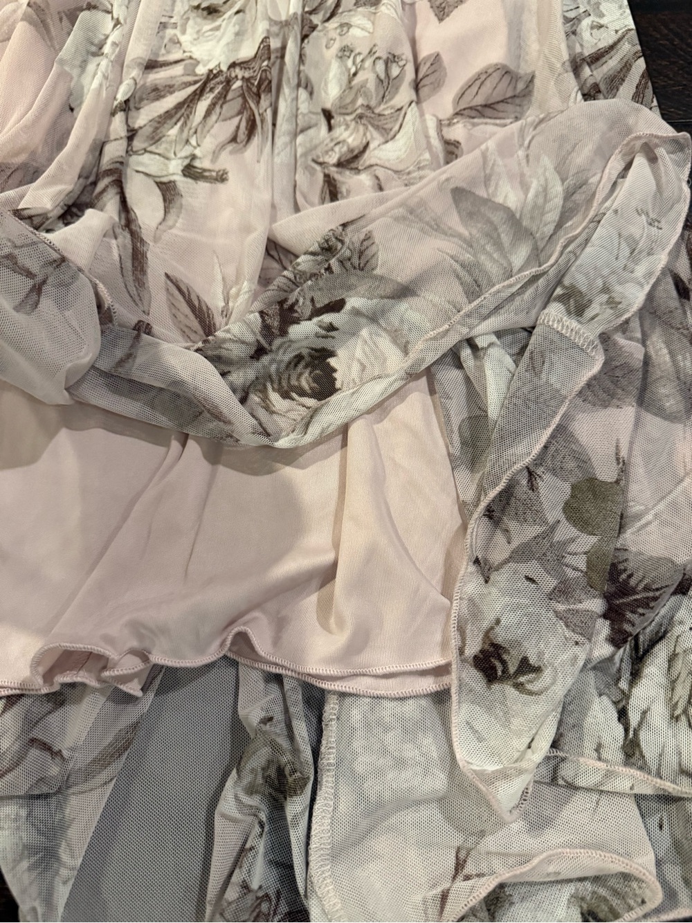 Kate & Lily Blush Floral Chiffon Maxi Dress Smocked Waist Size 4 - Picture 8 of 12